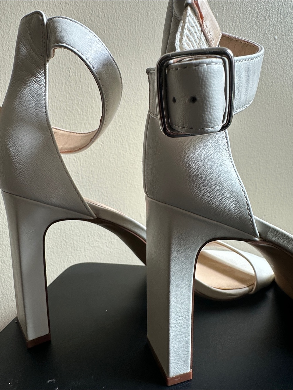 Vince Camuto White Ankle-Strap Block Heels - Picture 4 of 4